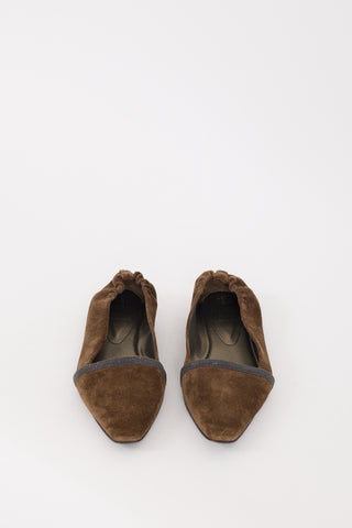 Brunello Cucinelli Brown Suede 
Monili Pairo Flat