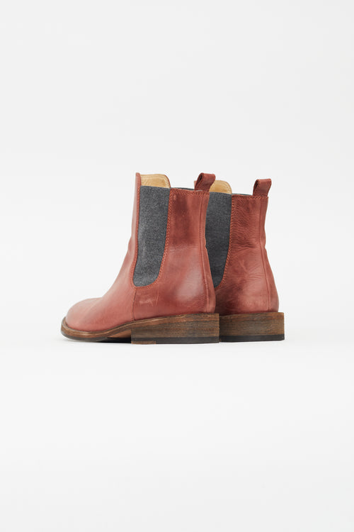 Brunello Cucinelli Brown Leather Chelsea Boot