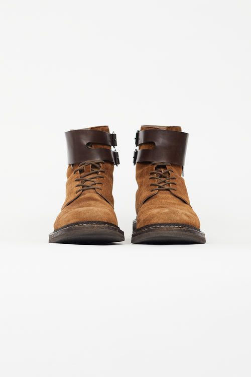 Brunello Cucinelli Brown Suede 
Leather Lace Up Boot