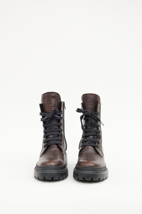 Brunello Cucinelli Brown Monili Combat Boot