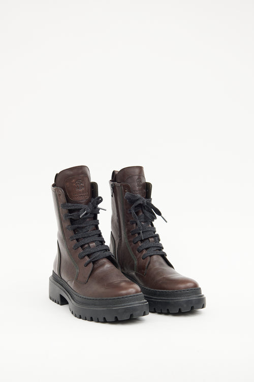 Brunello Cucinelli Brown Monili Combat Boot