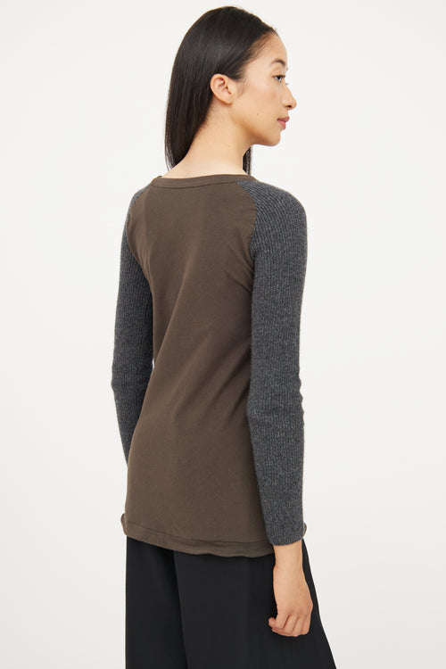 Brunello Cucinelli Green 
Grey Knit Top