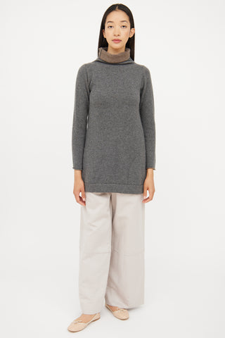 Brunello Cucinelli Grey Cashmere Long Sleeve Sweater