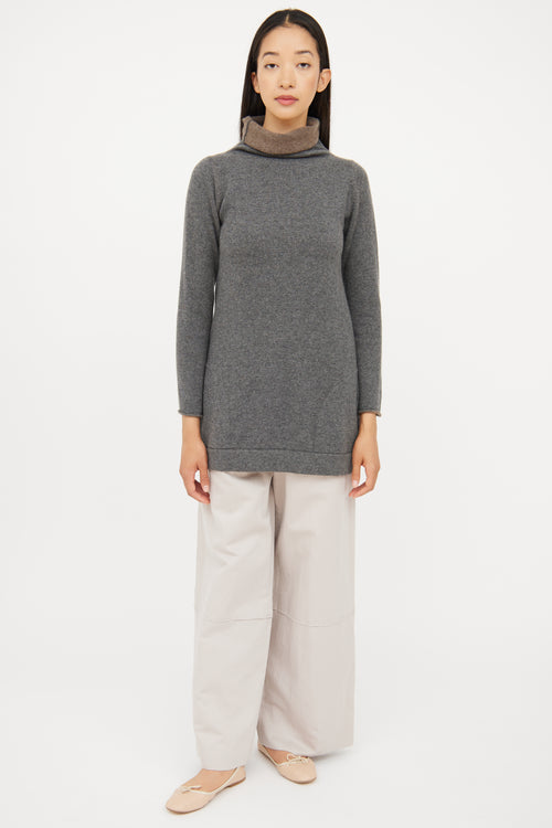 Brunello Cucinelli Grey Cashmere Long Sleeve Sweater