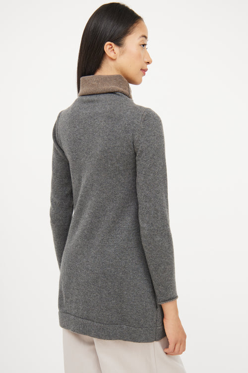 Brunello Cucinelli Grey Cashmere Long Sleeve Sweater