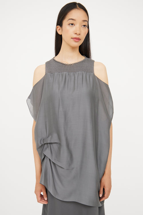 Brunello Cucinelli Grey Silk 
Knit Dress