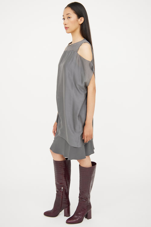 Brunello Cucinelli Grey Silk 
Knit Dress