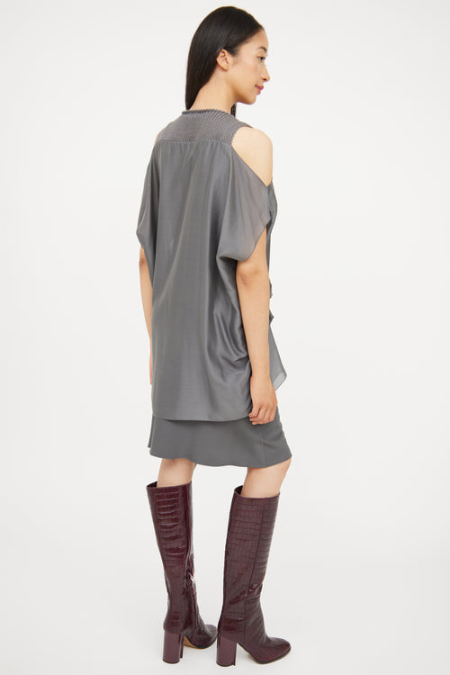 Brunello Cucinelli Grey Silk 
Knit Dress