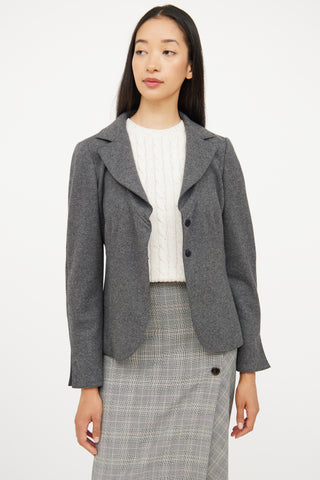 Brunello Cucinelli Grey Wool Long Sleeve Blazer