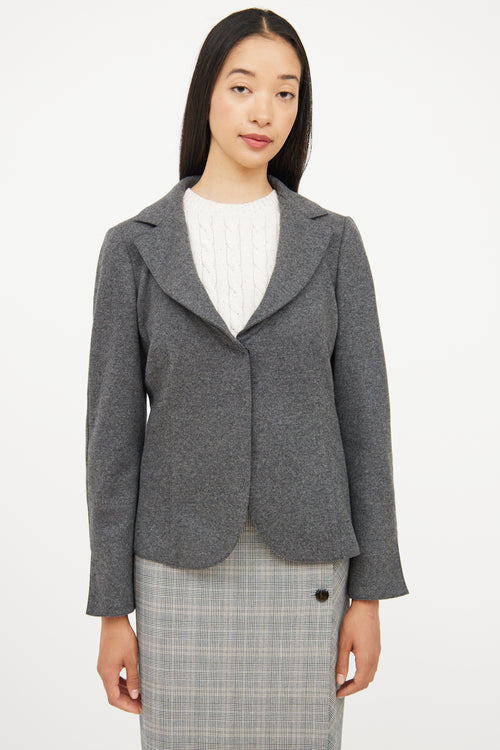 Brunello Cucinelli Grey Wool Long Sleeve Blazer