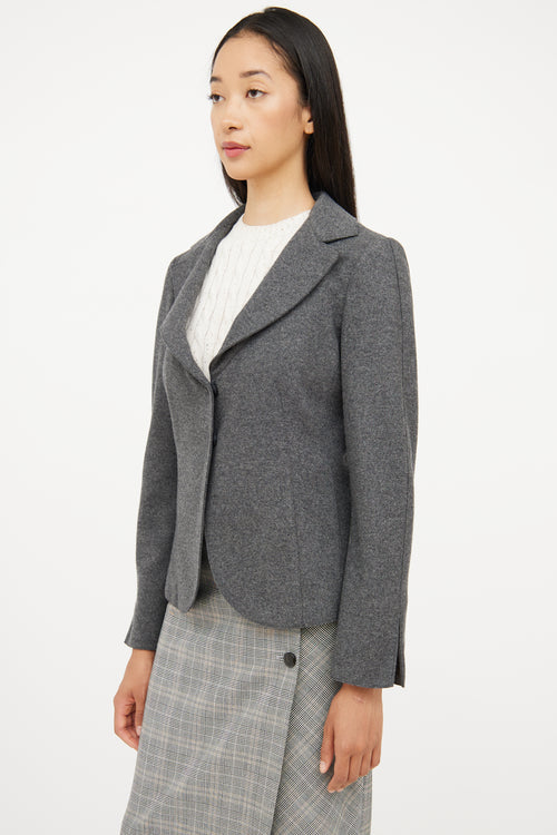 Brunello Cucinelli Grey Wool Long Sleeve Blazer