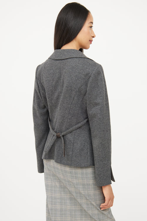 Brunello Cucinelli Grey Wool Long Sleeve Blazer