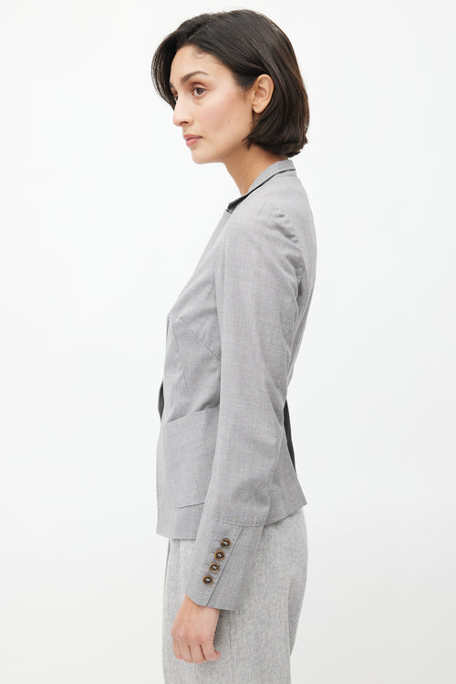 Brunello Cucinelli Light Grey Topstitch Cropped Blazer