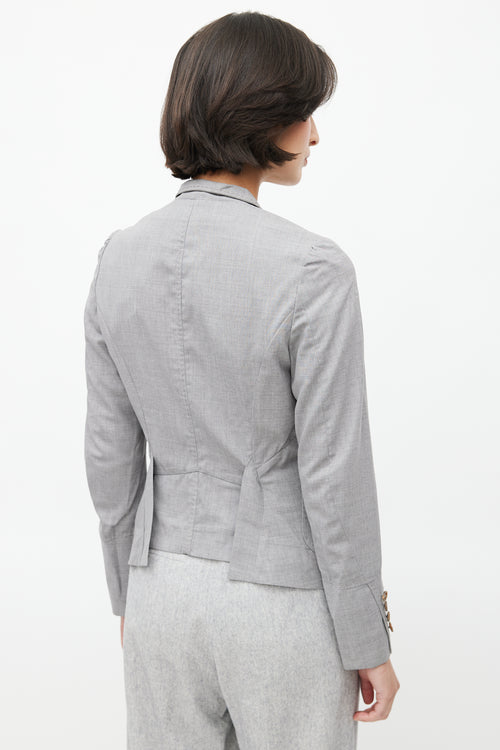 Brunello Cucinelli Light Grey Topstitch Cropped Blazer