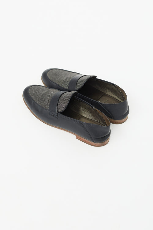 Brunello Cucinelli Navy Monili Embellished Loafer