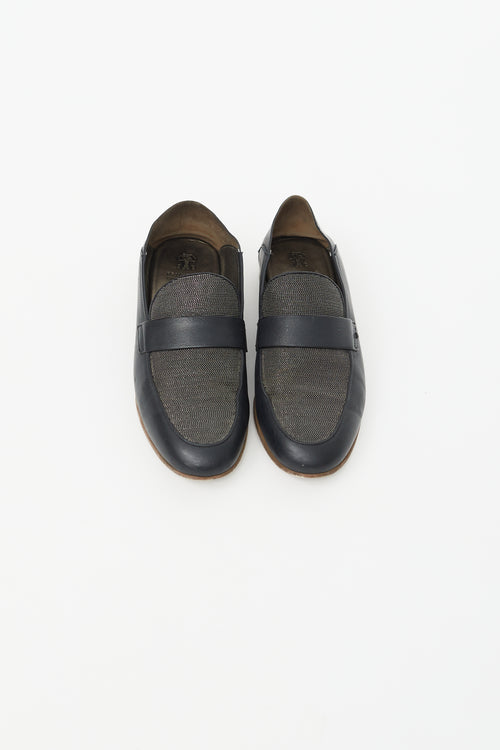 Brunello Cucinelli Navy Monili Embellished Loafer