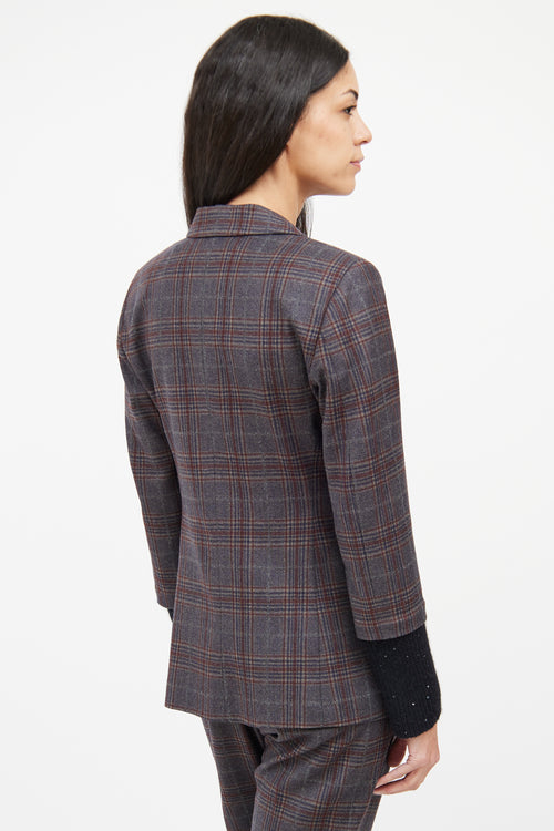 Fabiana Filippi Grey Check Knit Cuff Blazer