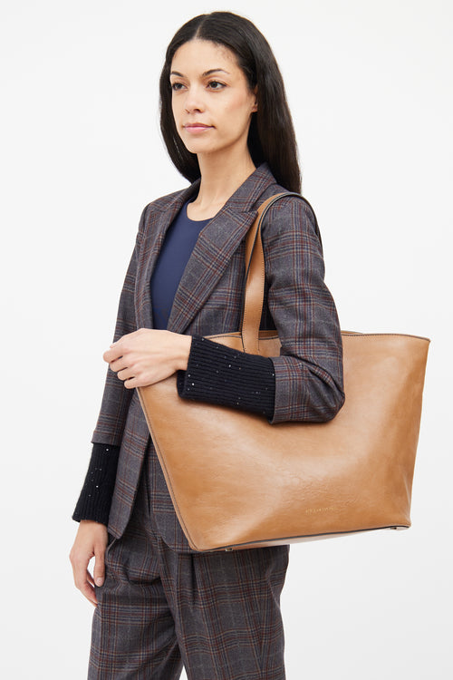 Brunello Cucinelli Brown Leather Monili  Tote