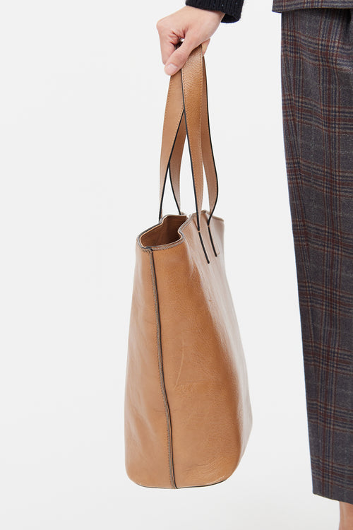 Brunello Cucinelli Brown Leather Monili  Tote