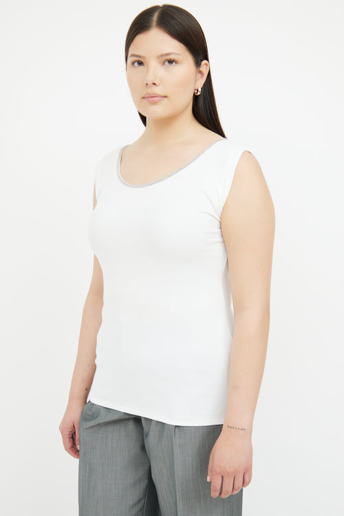 Brunello Cucinelli Cream Monili Sleeveless Top