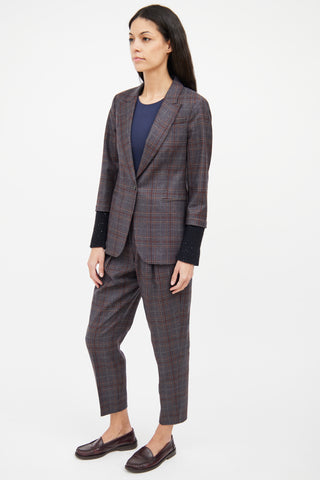 Fabiana Filippi Grey Check Embellished Pant