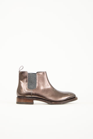 Brunello Cucinelli Metallic Leather Chelsea Boot