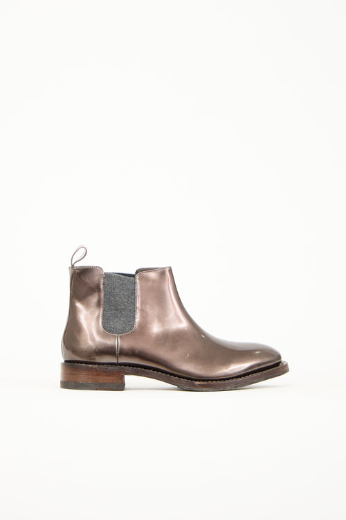 Brunello Cucinelli Metallic Leather Chelsea Boot