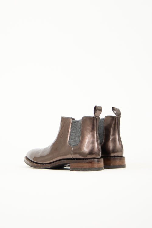 Brunello Cucinelli Metallic Leather Chelsea Boot