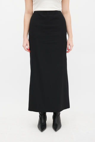 Buhee Black Wool Noah Midi Skirt