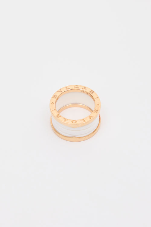 Bulgari 18K Rose Gold 
White B.zero1 Ring