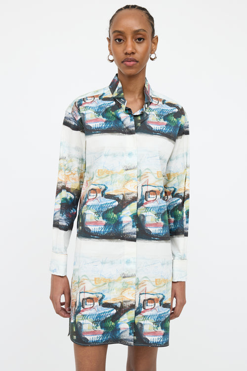 Burberry Blue S/S 17 Abstract Long Sleeve Top