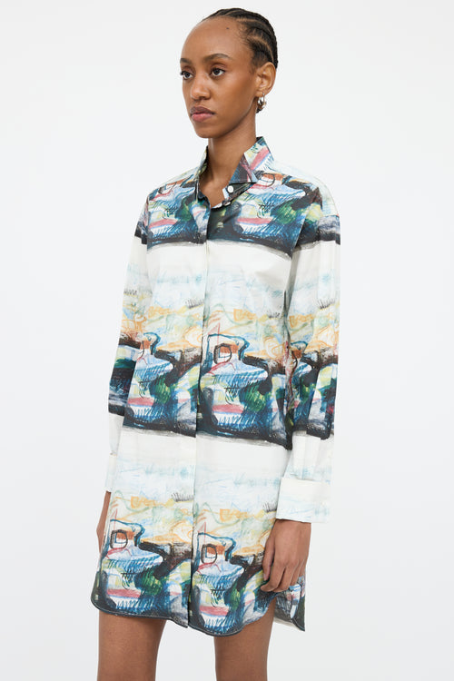 Burberry Blue S/S 17 Abstract Long Sleeve Top