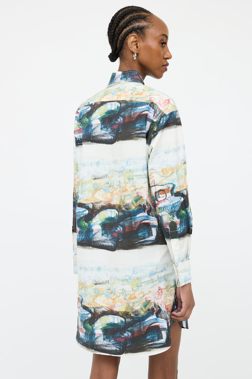 Burberry Blue S/S 17 Abstract Long Sleeve Top