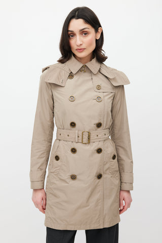 Burberry Beige Hooded Nylon Coat