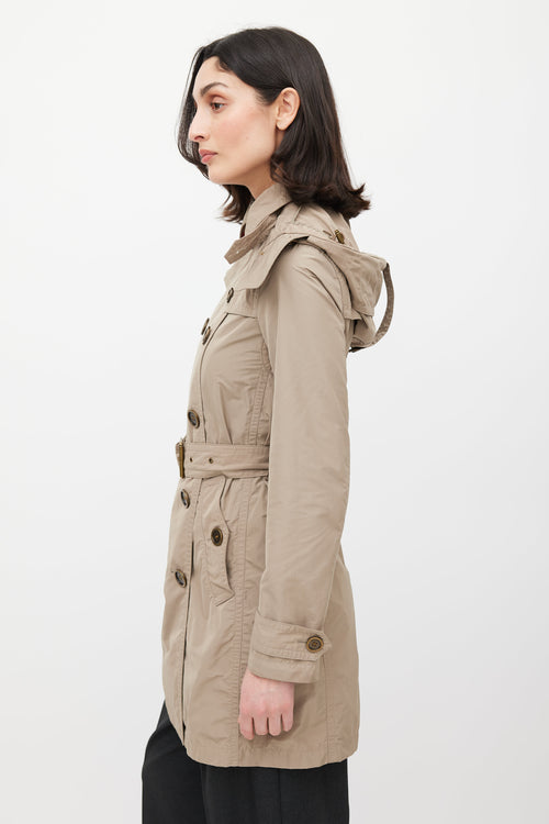 Burberry Beige Hooded Nylon Coat