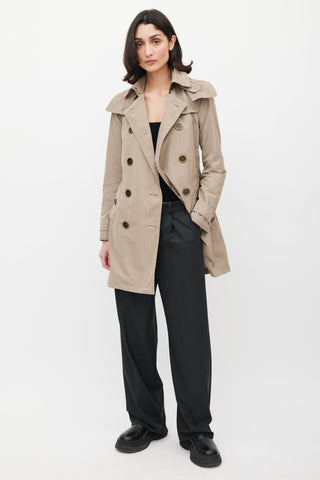 Burberry Beige Hooded Nylon Coat