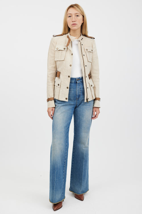 Burberry Beige Belted Safari Jacket