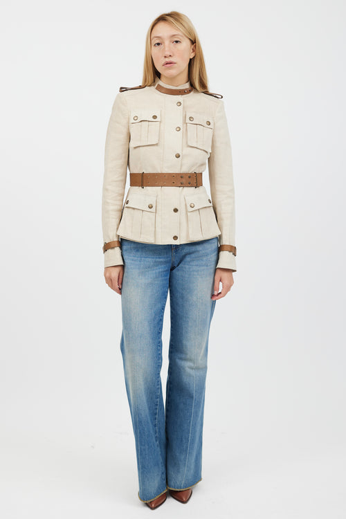 Burberry Beige Belted Safari Jacket