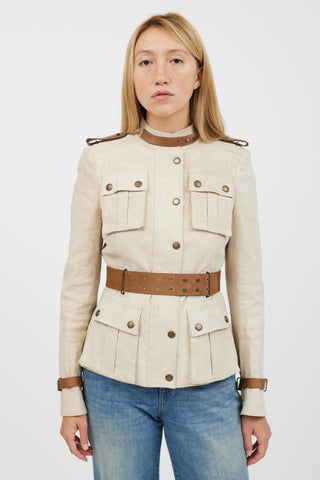 Burberry Beige Belted Safari Jacket