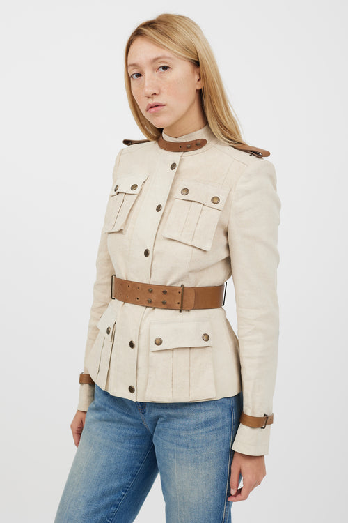 Burberry Beige Belted Safari Jacket