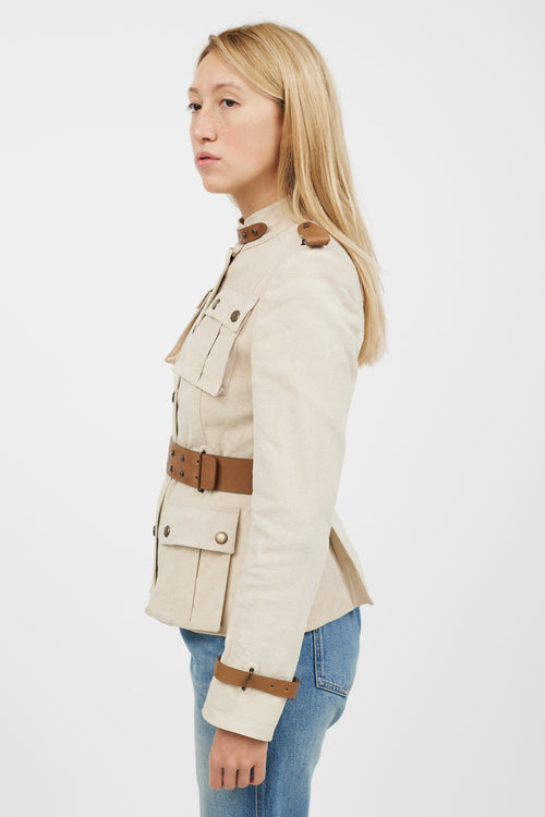 Burberry Beige Belted Safari Jacket