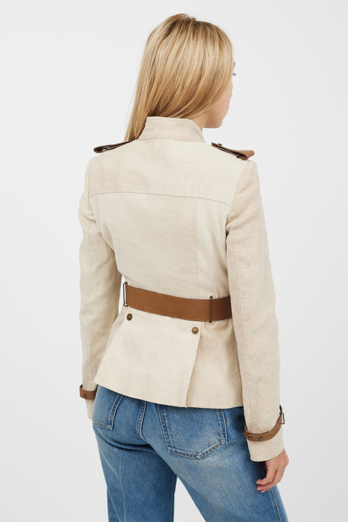 Burberry Beige Belted Safari Jacket