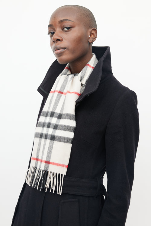 Burberry Beige 
Black Cashmere Small Scarf