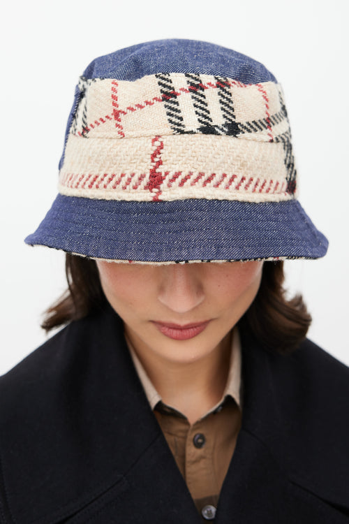 Burberry Beige 
Blue Nova Check Denim Bucket Hat