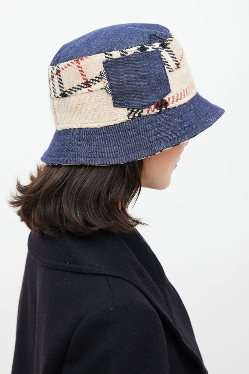 Burberry Beige 
Blue Nova Check Denim Bucket Hat