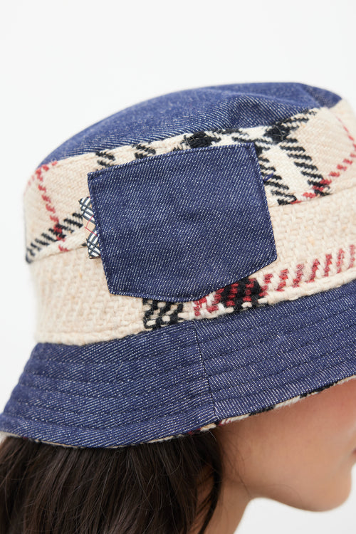 Burberry Beige 
Blue Nova Check Denim Bucket Hat