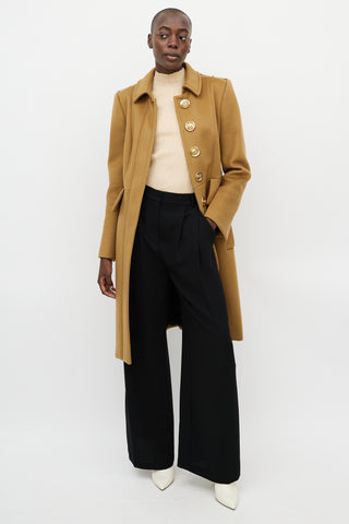 Burberry Beige Cashmere Peplum Coat