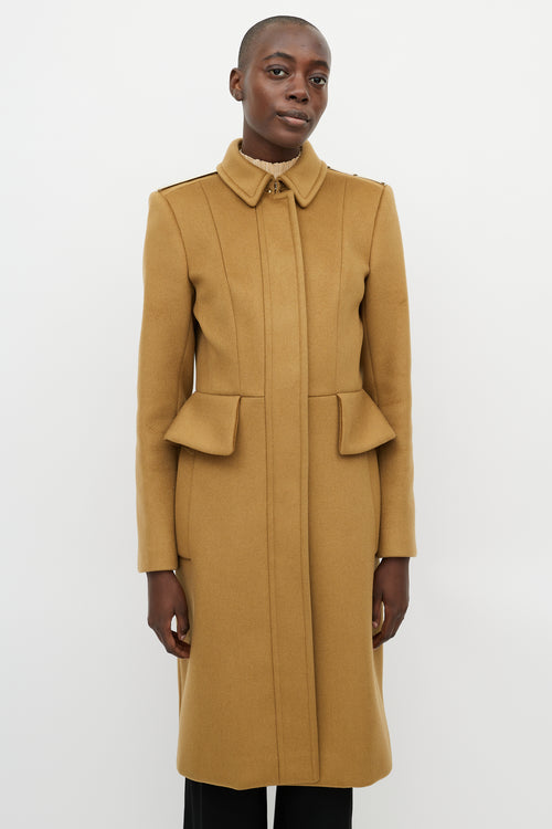 Burberry Beige Cashmere Peplum Coat