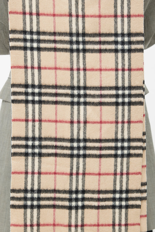 Burberry Beige Cashmere Check Scarf