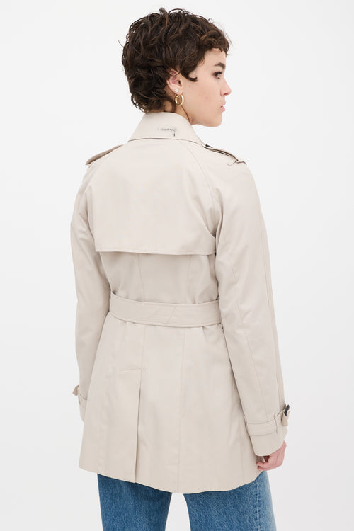 Burberry Beige Cotton Belted Midi Trench Coat